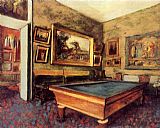 Edgar Degas Canvas Paintings - The Billiard Room at Menil-Hubert